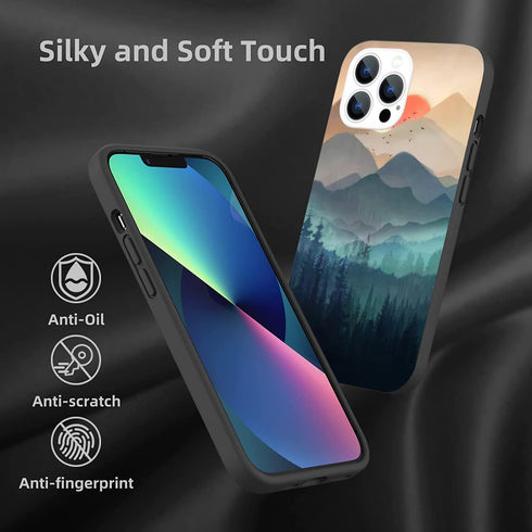 Compatible with iPhone 12 Case iPhone 12 Pro Case, Mountain Landscape Sunrise Aesthetic Mountain Sunset iPhone Case for Girls Women Cute Shockproo...