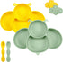 PandaEar 2 Pack Silicone Suction Plates for Baby, Divided Unbreakable Toddler Plate with 2 Pack Spoons for Self Feeding, Babies Utensils Feeding S...