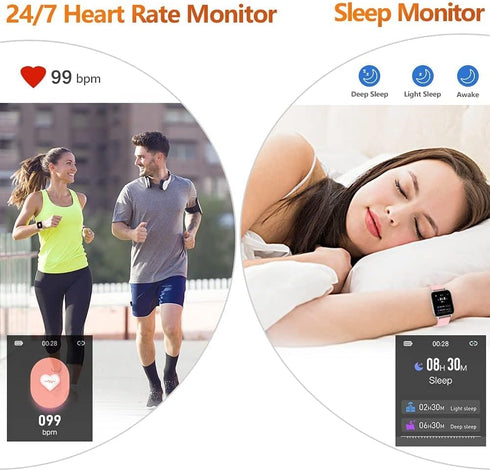 MuGo Smart Watch for Women, Fitness Watch 1.69" Touch Screen Smartwatch, Pedometer Watch with Heart Rate and Sleep Monitor, IP67 Waterproof Fit Wa...