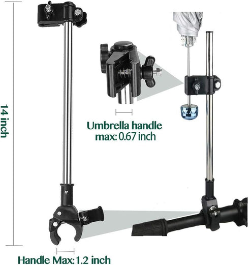 Adjustable Umbrella Mount Holder No Need Any Tooling to Attach Umbrella Clamp, Umbrella Connector Holder to Wheelchairs, Walker, Rollator, Bike, P...
