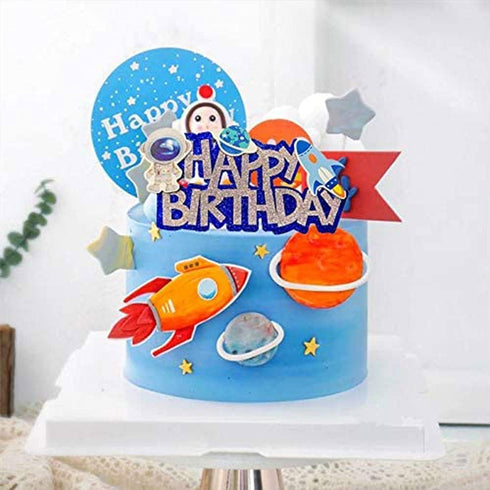JeVenis Space Birthday Cake Topper - Cupcake & Rocket Decoration - Astronaut Cake Decoration...