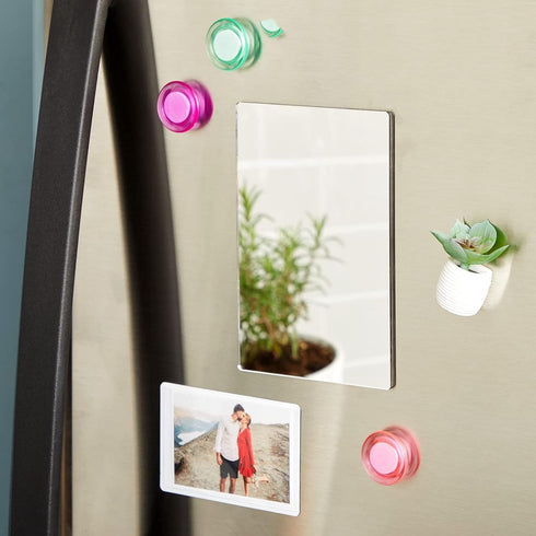 Juvale Rectangular Magnetic Locker Mirror - 4 x 6 in Silver Acrylic - Shatterproof & Rounded Corners - Strong Magnetic Backing for Locker Accessor...