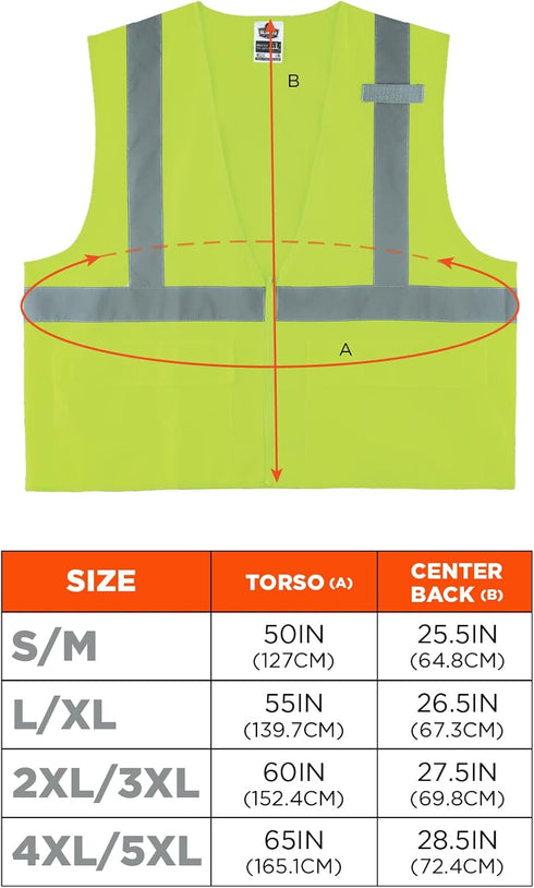 Ergodyne Unisex - Class 2 Standard Solid Vest Zipper, Zippered Lime, XX-Large-3X-Large US...