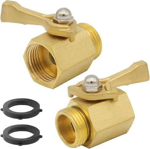 Hooshing Garden Hose Shut Off Valve Heavy Duty Brass 3/4" GHT Garden Hose Connector Water Flow Control Valve...