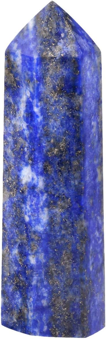 SUNYIK Gemstone Healing Crystal Points Wand, Single Terminated Wand Prism for Meditation, Lapis Lazuli, Pack of 4...