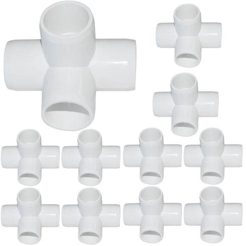 15Pack 3/4Inch 4 Way PVC Fittings, Heavy Duty PVC Elbow Side Outlet Tees, Furniture PVC Tee Corner Fittings for Building PVC Furniture Greenhouse ...