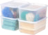 IRIS USA Plastic Storage Basket with Lid, 4-Pack, Stackable, for Kitchen Bathroom Bedroom Closet Kid's Room Office, Easy to Clean, Stylish Design,...