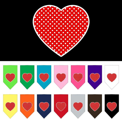Pet and Dog Bandana Screen Printed, Red Swiss Dot Heart Navy Blue Large...