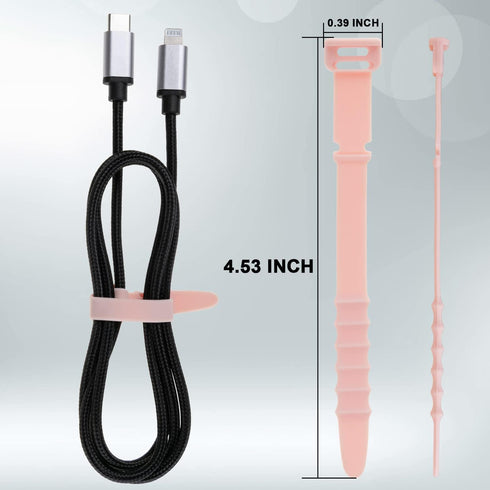 12 Pack Reusable Cable Zip Ties, 4.5 Inch Elastic Silicone Cord Organizer Straps for Bundling and Organizing Phone Charging, Cable Wire, Headphone...