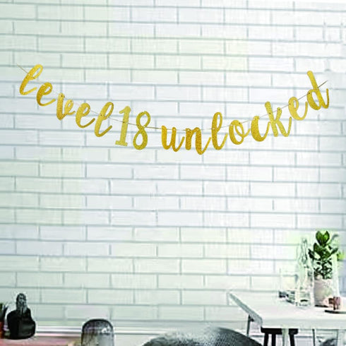Level 18 Unlocked Banner For Boys Girls 18th Birthday Party Decorations,Sweet 18,Video Game Theme Happy 18th Birthday/Anniversary Party Supplies...