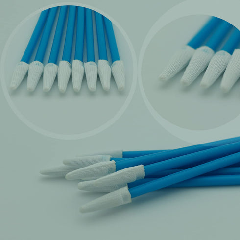 Cleanroom Swabs Pointed Tips (100 pcs, 73mm Length, 3.2mm Head Width, Blue) Multi-Purpose Cleaning Swab Sticks with Lint-Free Microfiber Tips for ...