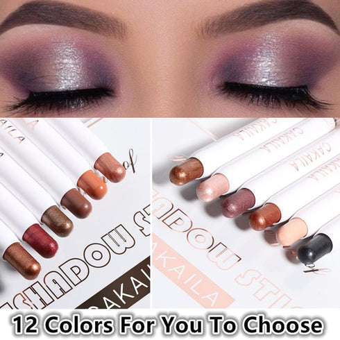 Go Ho Shimmer Cream-to-Powder Eyeshadow Stick,2 in 1 Eyeshadow Pencil Crayon Eye Brightener Stick,Smooth Easy To Color Waterproof,08 Pink White Sh...