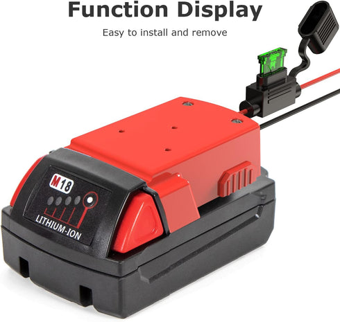 Power Wheels Adapter for Milwaukee, M18 18V Battery Adapter Power Wheels Battery Conversion Kit with Fuse Holder and 3PCS 30Amp Fuses UIInosoo for...