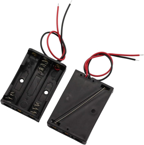 6 Pieces 3 Slots x 1.5V AAA Battery Case Holder Battery Spring Clip Storage Box with 6 inches Wire Leads...