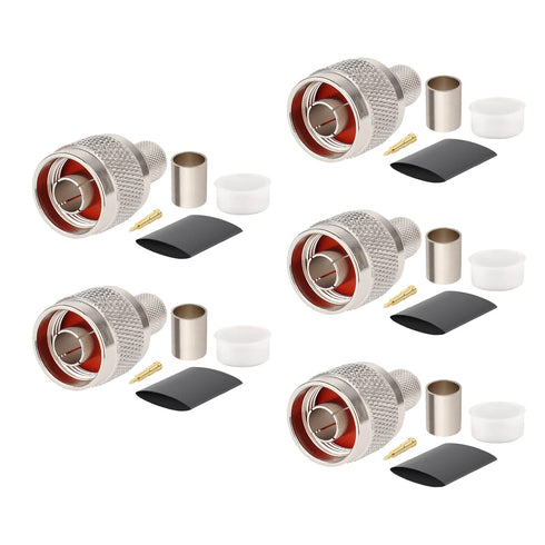 XRDS -RF 5 Pack N Male Crimp Connector 50 ohm N Male Plug Rf Crimp Connector for LMR400 Belden 9913 RG8...