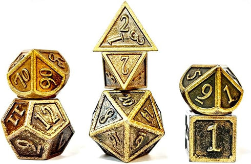 7 Pieces Metal DND Dice Set Retro D&D Polyhedral Dice with Flannel Bag for DND Dungeons and Dragons Role Playing Games (Bronze)...
