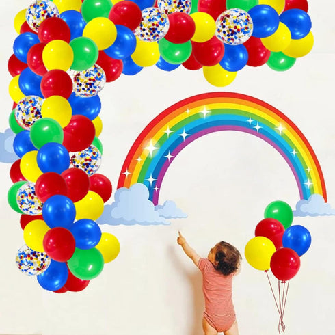 Red Blue Yellow Green Balloon Garland Kit, 121PCS Red Green Blue Yellow Balloons for Toy Video Game Transportation Robot Street Spider Hero Birthd...