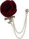 Flower Brooch For Men And Women Wine Color Flower Ball with Silver Stem Lapel Pin, Hanging Chain Brooch...
