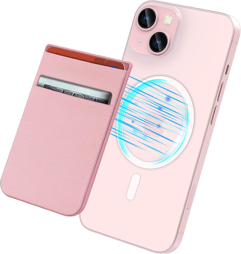 imluckies Magnetic Wallet for iPhone Magsafe, Double Stretchy Fabric Pocket Wallet, Magnet Credit ID Card Wallet Holder for iPhone 15 Pro Max / 15...