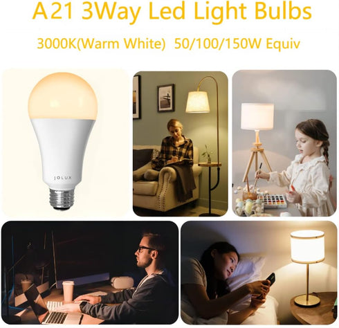 A21 3 Way Led Light Bulbs 50 100 150 Watt Equivalent,E26 Base, 6/12/20W,700/1350/2000LM,3000K (Warm White)/120V/3WAY Dimming,Indoor Standard E26 B...