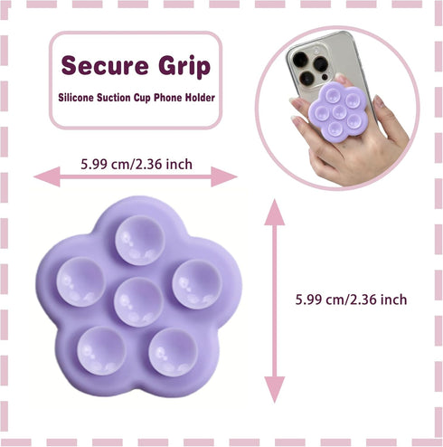 Suction Phone Case Mount, Silicone Suction Cup Collapsible Phone Grip Holder Stand, Hands-Free Cell Phone Accessory Holder for Selfies and Videos ...