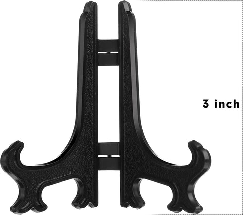 Boao 24 Pieces Plastic Easel Plate Display Stands Holders Picture Easel at Weddings, Home Decoration (Black, 3 Inch)...