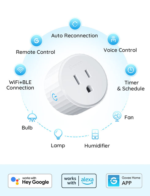 Govee Smart Plug, WiFi Outlet Compatible with Alexa and Google Assistant, Mini Smart Home Plugs with Timer Fuction & Group Controller, No Hub Requ...
