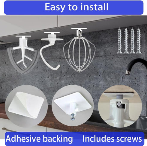 Stand Mixer Attachment Holders for Kitchenaid- Storing Flex Edge Beater, Flat Beater Wire Whip Dough Hook Coated Flat Blade Paddle Storage Tools, ...