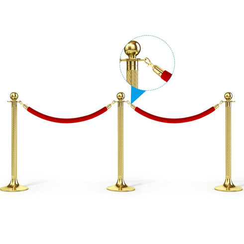 PATIKIL 1.1"x3.2" Stanchion Rope End Stopper, 6 Pack Cord End Caps Barrier Rope End Cap Snap Hooks for Crowd Control Queue Divider, Golden...