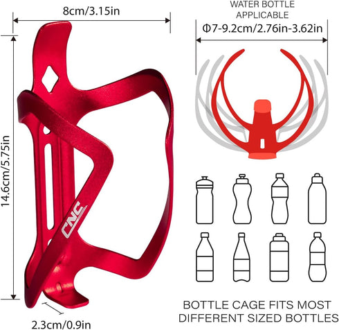 CNC Bike Water Bottle Holder, 2-Pack Bicycle Water Bottle Cage for Road Bike/Mountain Bike?red...