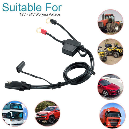 iMESTOU 2FT SAE to O Ring Terminal Harness 2 Pin Quick Disconnect Plug, Eyelet Terminal Harness Extension Charge Cord Quick Disconnect SAE Connect...