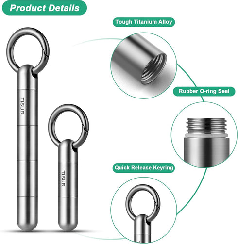 Small Keychain Pill Holder.TISUR Titanium Pill Case Waterproof Pill Fob for Travel Purse Pocket Pill Container Box,Small Pill Organizer...
