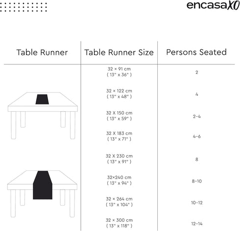 Encasa XO Table Runner 13x104 in Long | Cotton Canvas Fabric | Jet Black Solid Color | Machine Washable & Durable...