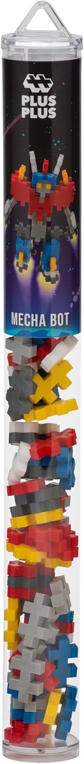 PLUS PLUS - Mini Maker Tube - Mecha Bot - 70 Piece, Construction Building Stem/Steam Toy, Interlocking Mini Puzzle Blocks for Kids...