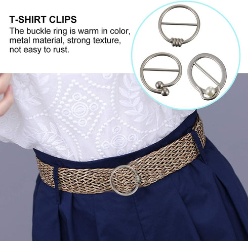 BESTOYARD 6Pcs 80s Party Tee Shirt Clips T Shirt Scarf Clip Ring Buckles Waistband Neckerchief Clip Rings for Clothing Embellish...