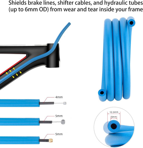 1.7m Bicycle Frame Internal Cable Housing Damper - 6mm Inner Damper Foam Sleeve - Protect Shifters, Brakes Cable, & Hydraulics Tube(Noise Reducing...