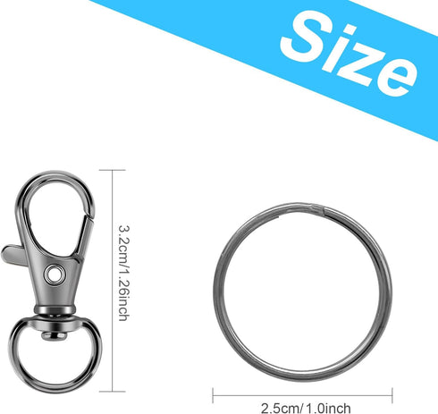 50PCS Metal Lobster Claw Clasp with Key Rings, 25PCS Keychains Clips Hooks and 25PCS Key Chain Rings, Keychain Accessories, Keychain Rings Making ...