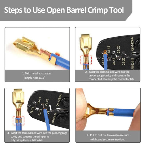 Qibaok Open Barrel Terminal Crimper Plier Tool for Molex Style DELPHI AMP TYCO Crimping Terminals 24-14 AWG...