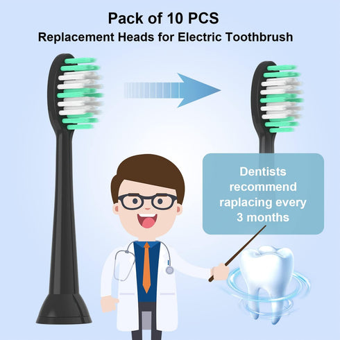 Everystep Replacement Toothbrush Heads 10 Pack Compatible with AquaSonic Black Series for Vibe Series Black Series pro, and for Duo Series pro Ele...