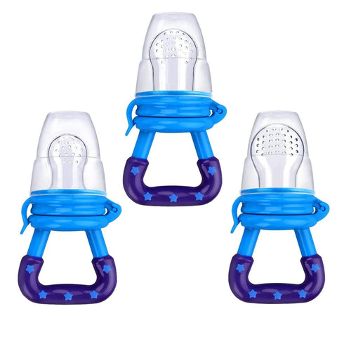 Baby Food Feeder 3 Pack Silicone Fruit Pacifier Teething Reusable Pouches Pacifier Blue by Mluchee(S,M,L)...