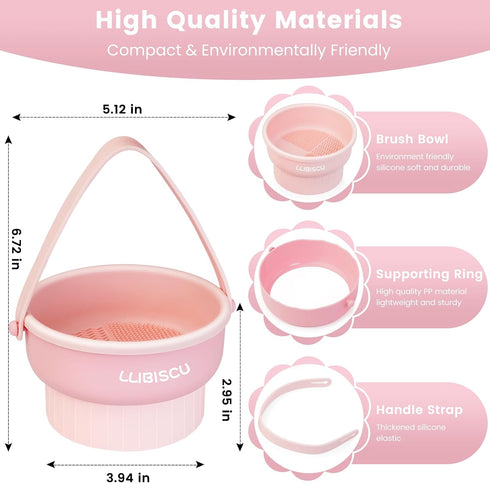 Makeup Brush Cleaner, 3 in 1 Clean, Dry, Storage Makeup Brush Cleaners Mat, Environmentally Friendly Silicone Makeup Brush Cleaning Bowl, Makeup B...