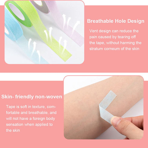 Rolybag 4 Colors Eyelash Extension Tape Breathable Eyelash Tape with Heart Shaped Tape Cutter Adhesive Non Woven Eyelash Tape Ladies Makeup Eyelas...