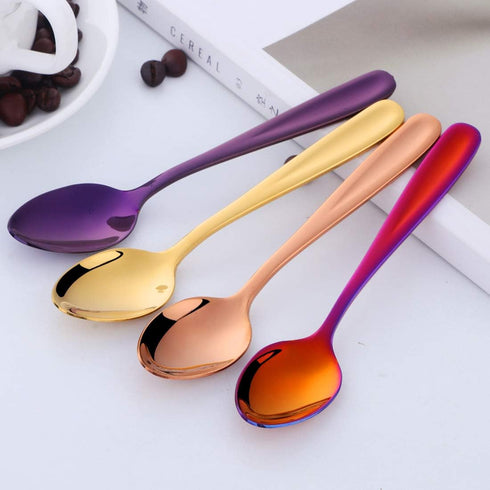 8 Pieces 18/10 Dessert Spoons Teaspoons Small Coffee Spoons Espresso Spoons, 5.5 Inch (multicolor)...