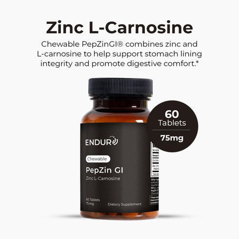 Endur PepZinGI ZINC-CARNOSINE Chewables, Helps Support Your Digestive System for Comfortable Digesting, Gluten Free, 60 Tablets...