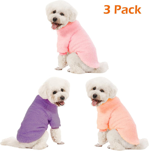 Dog Sweater, 3 Pack Dog Sweaters for Small Dogs, Dog Clothes for Small Dogs Girl Boy, Ultra Soft and Warm Puppy Sweater Dog Coat for Winter Christ...
