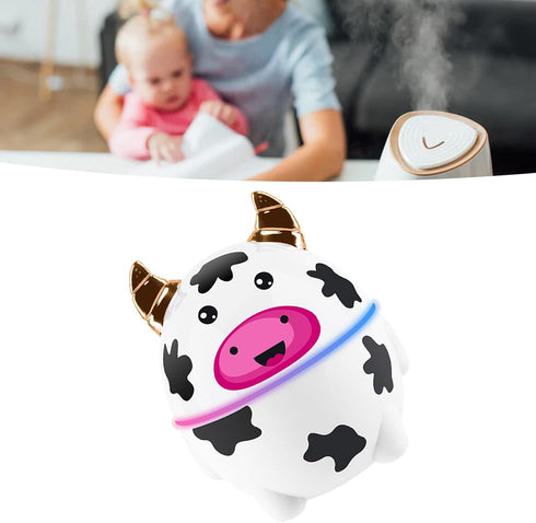 Cute Pet Humidifier, Moisturizing Soft Mist 1m Cable Mini Desktop Humidifier 230ml Water Tank For Bedroom (Cow)...