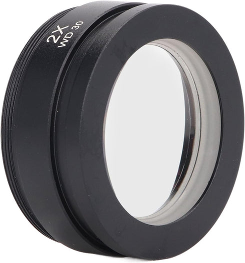 2X Auxiliary Objective Lens Aluminium Alloy WD30 2X Barlow Lens Microscope Part Accessory for Stereo Microscope WD30...