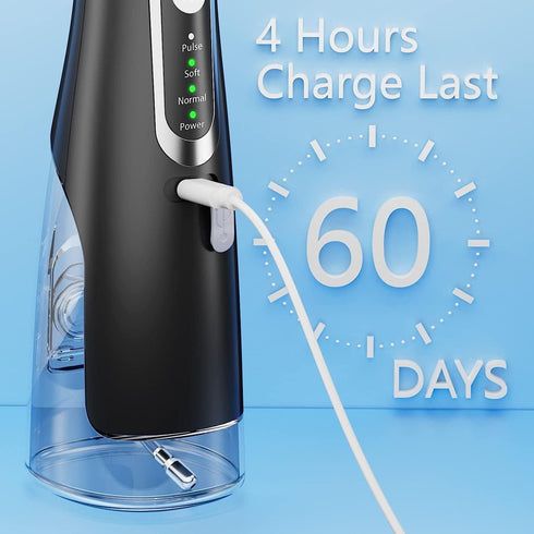 Water Flosser for Teeth Cleaning 4 Modes Rechargeable Oral Irrigator 4 Tips Powerful Battery Life Water Dental Picks IPX7 Waterproof 310ML Water T...