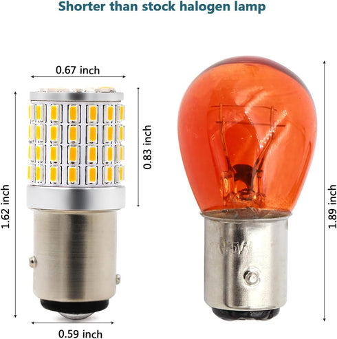PHINLION 2057 1157 Orange Yellow LED Bulbs Super Bright 3014 72-SMD 1034 2357 7528 LED Bulb for Turn Signal Blinker Parking Side Marker Lights, Am...