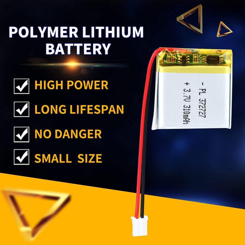 3.7V 310mAh 372727 Lipo Battery Rechargeable Lithium Polymer ion Battery Pack PH2.0mm with JST Connector...